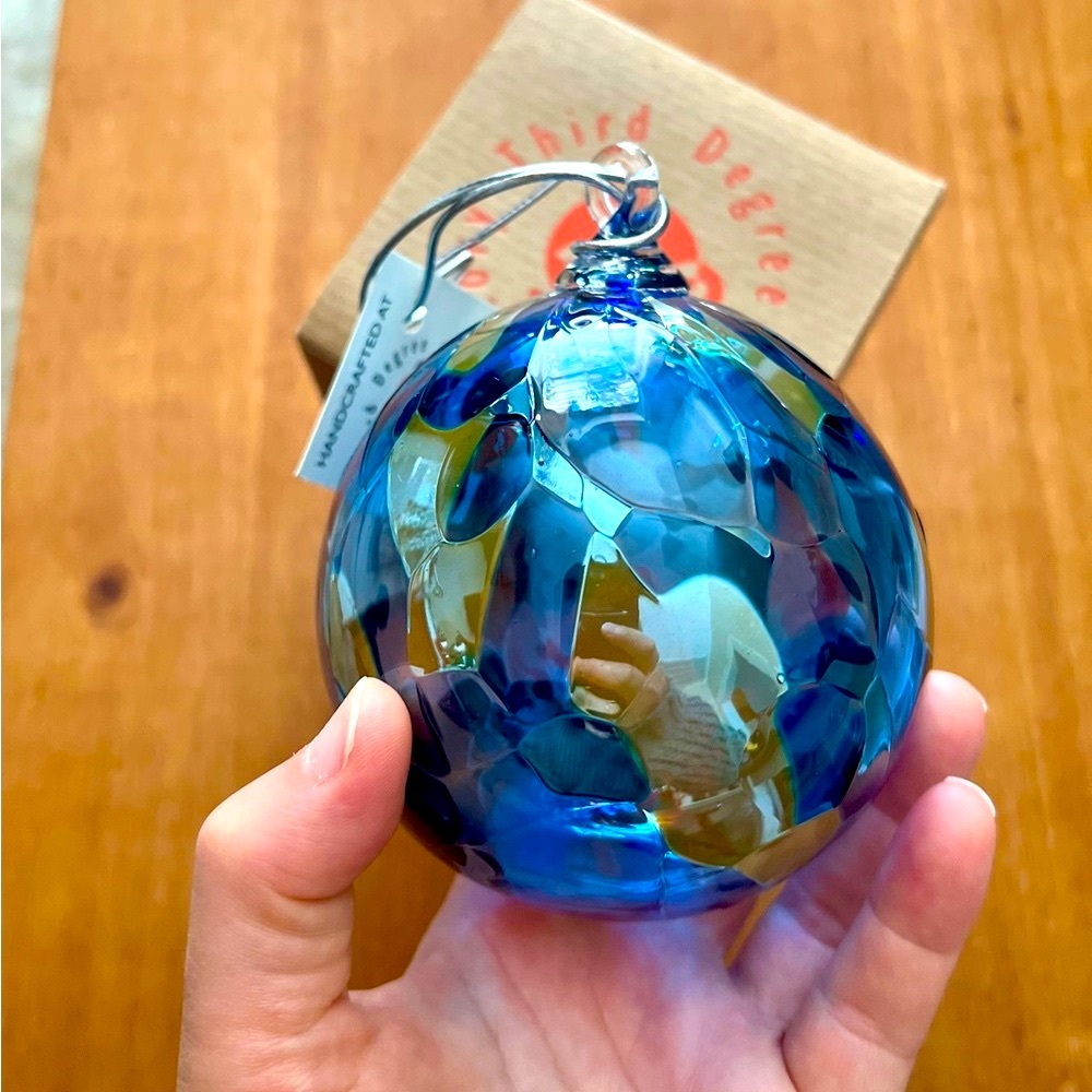 Artisan Blue Glass Ornament